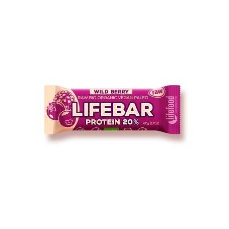 Baton proteic cu fructe de padure raw, eco-bio, 47g - Lifebar