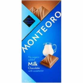 Ciocolata cu lapte fara zahar cu indulcitor 90g, Monteoro