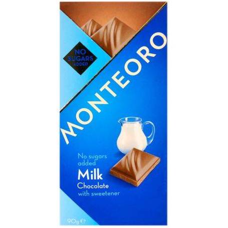 Ciocolata cu lapte fara zahar cu indulcitor 90g, Monteoro