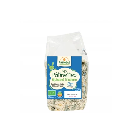 Paste Tricolore Alfabet Morcov Patrunjel eco-bio 250g, PRIMEAL