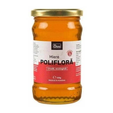 Miere poliflora cruda, eco-bio, 430g - Obio