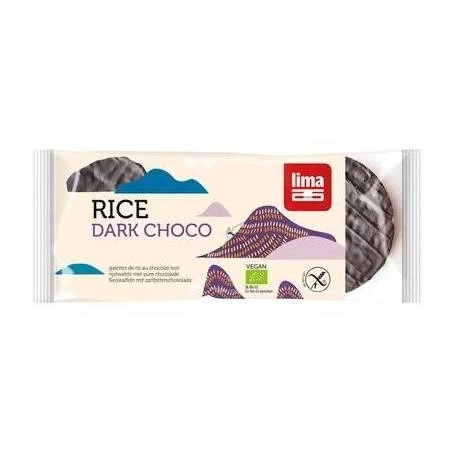 Rondele din orez expandat cu ciocolata neagra, eco-bio, 100g - Lima