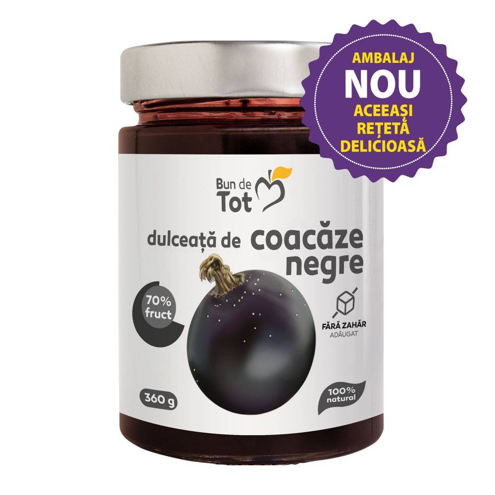 Dulceata de coacaze negre, fara zahar, 360g - Dacia Plant