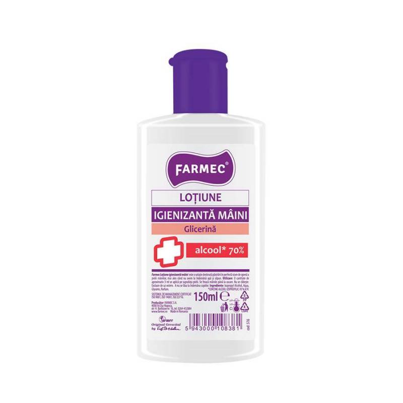 Lotiune Igienizanta Maini cu Alcool 70% si Glicerina, 150ml, Farmec