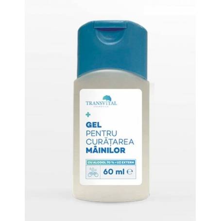 Gel curatarea mainilor cu Alcool 70% si apa oxigenata, 60ml, Transvital