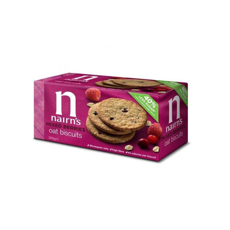 Biscuiti din ovaz integral cu fructe de padure, 200g, Nairn’s