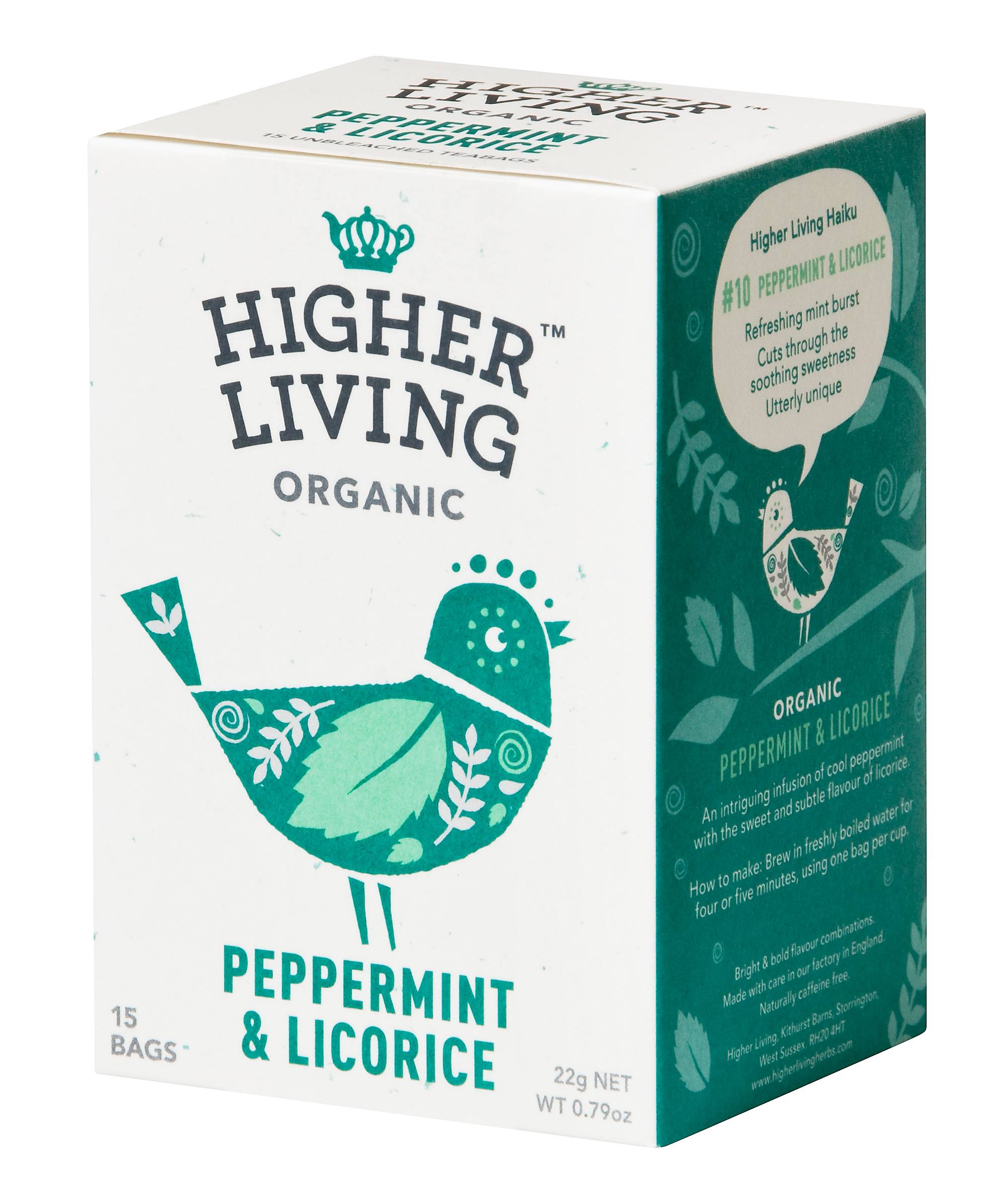 Ceai menta si lemn dulce eco-bio, 15 plicuri, higher living