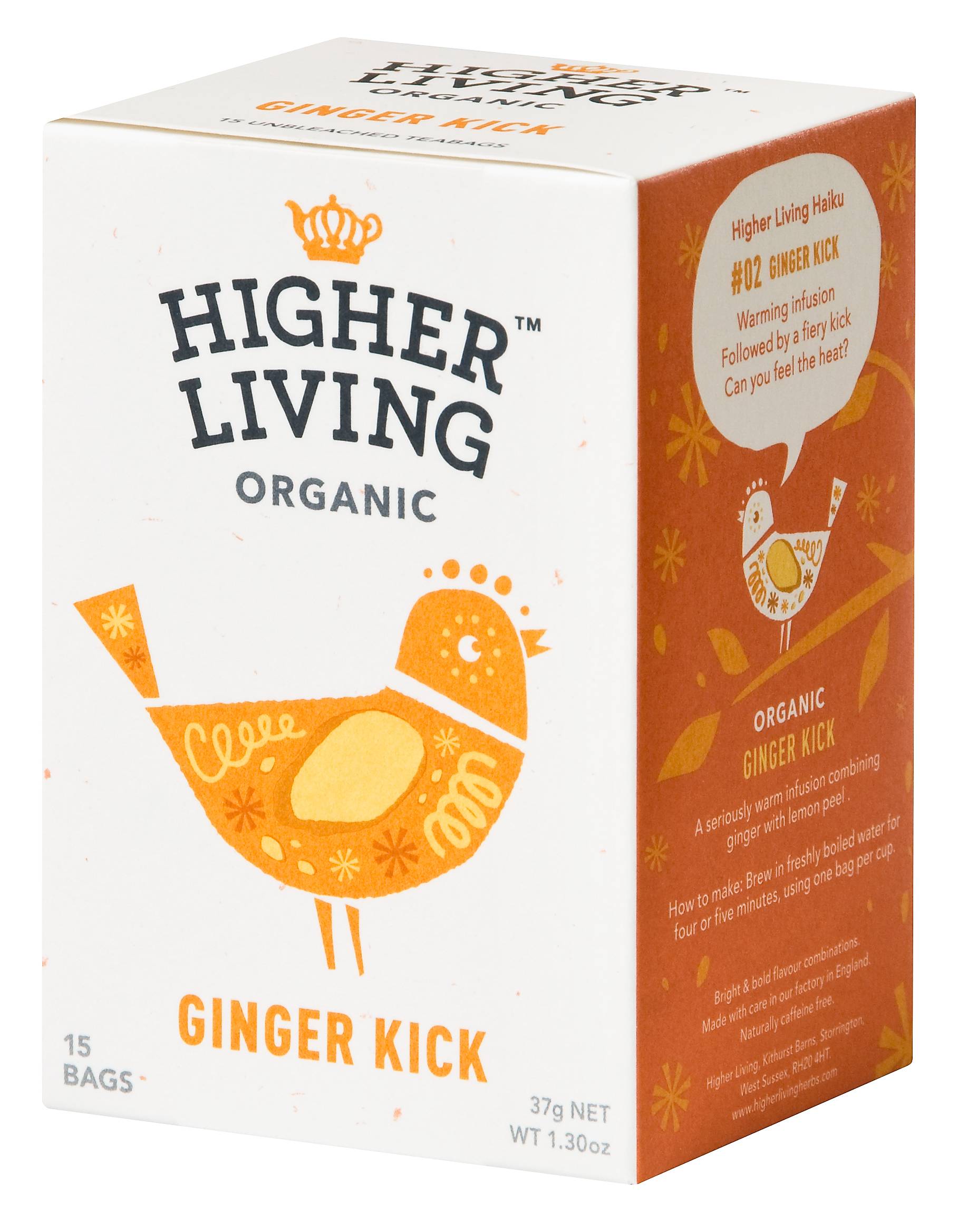 Ceai ghimbir - ginger kick eco-bio, 15 plicuri, Higher Living