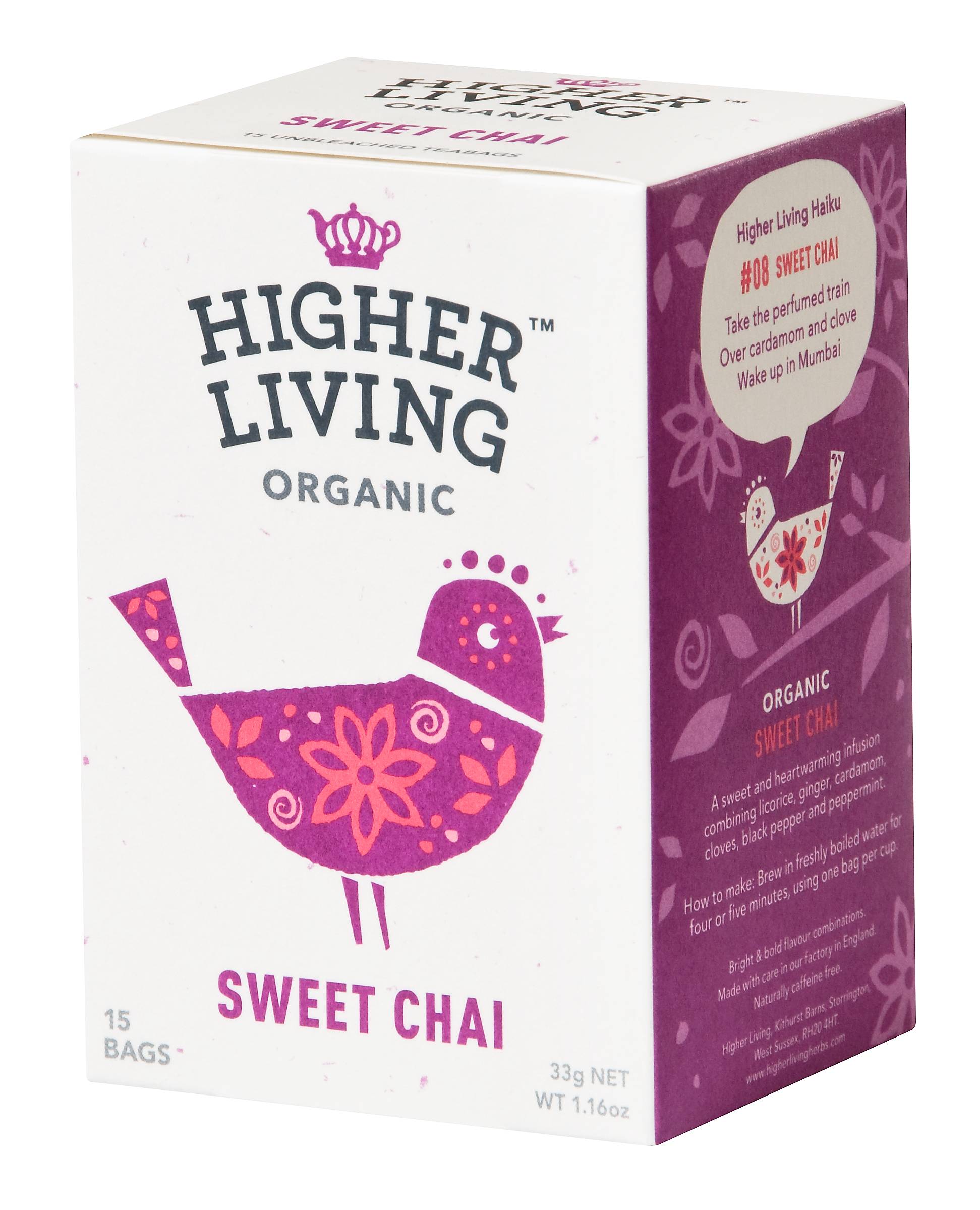 Ceai dulce - sweet chai eco-bio, 15 plicuri, higher living