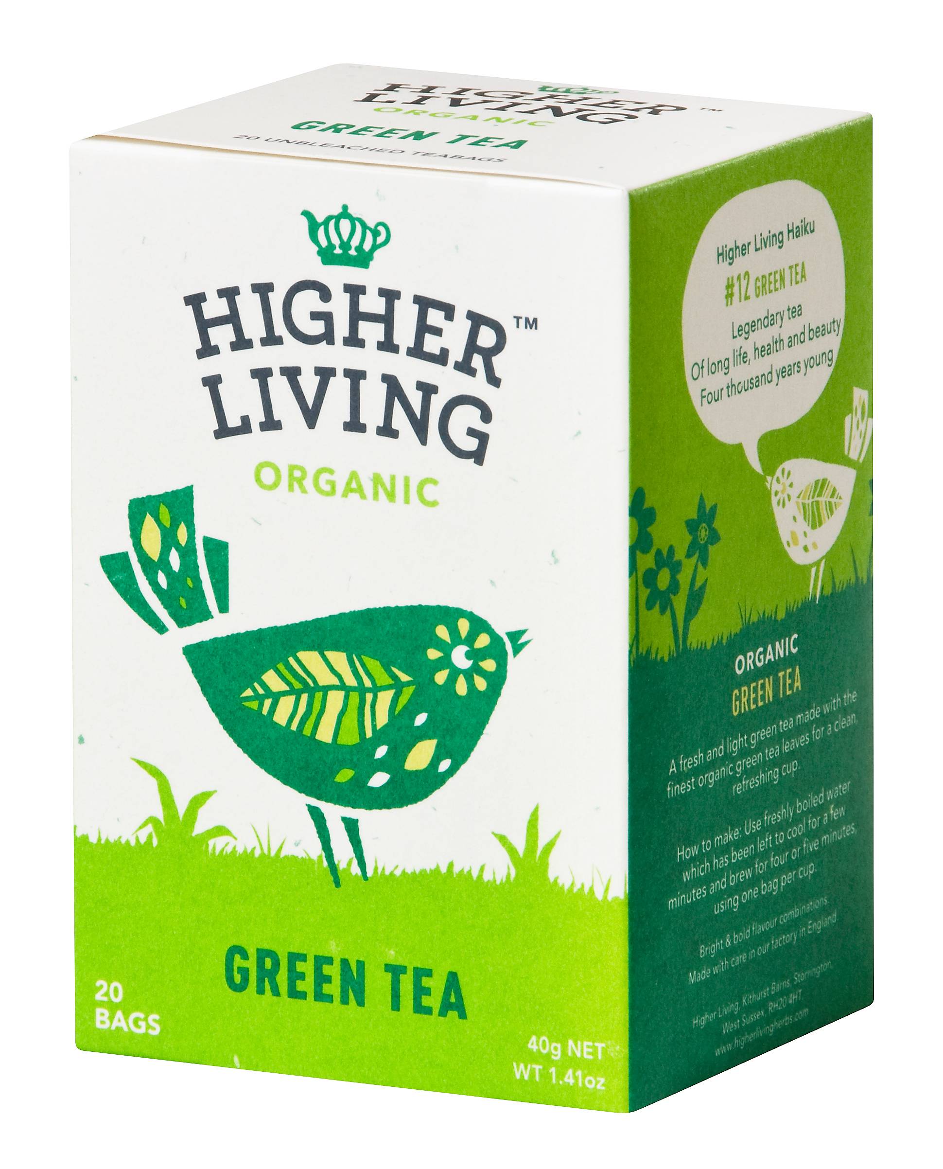 Ceai verde eco-bio, 20 plicuri, higher living