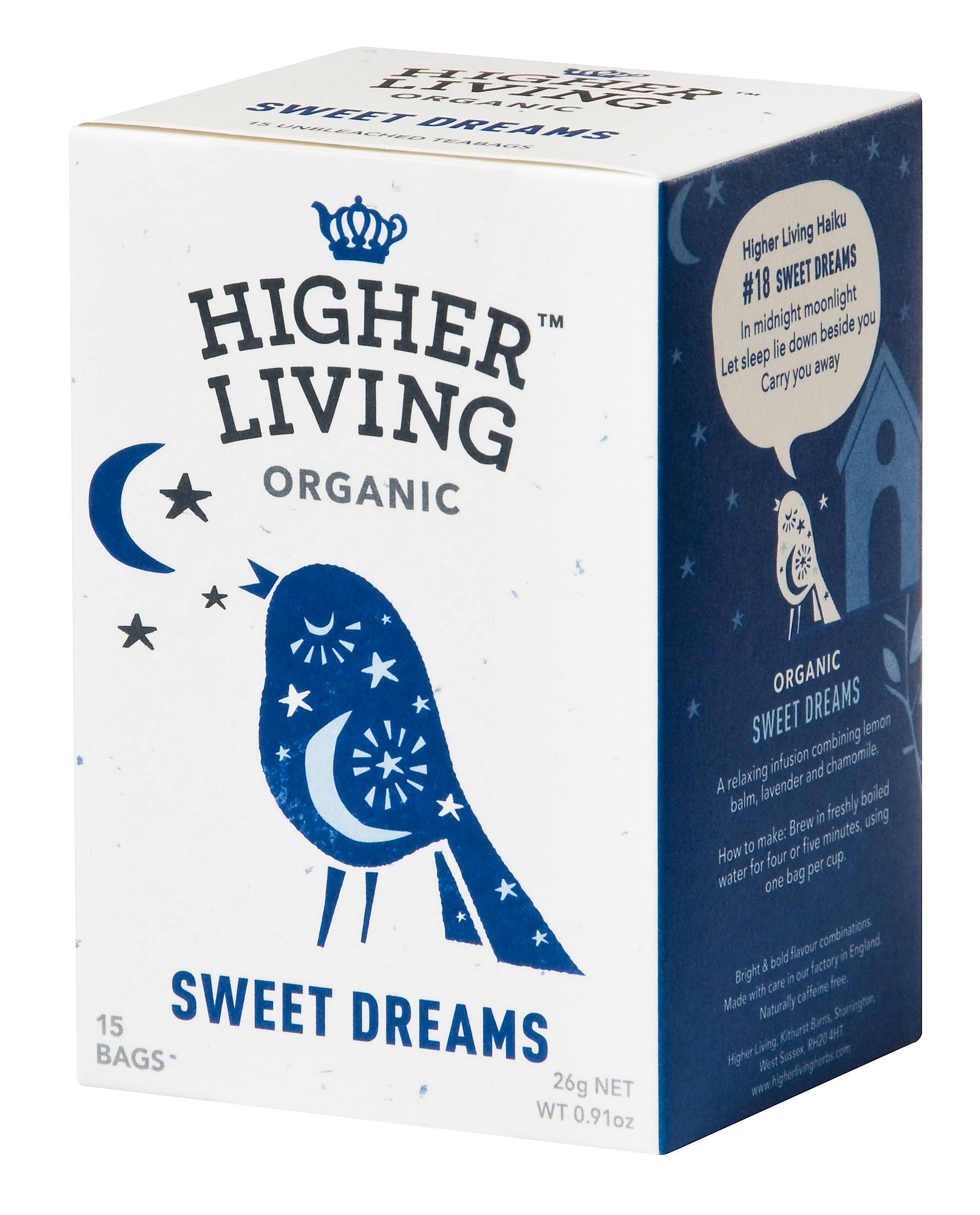 Ceai sweet dreams eco-bio, 15 plicuri, higher living