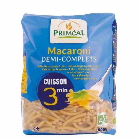 Macaroane semi-integrale cu gatire rapida, 500g, eco-bio - Primeal