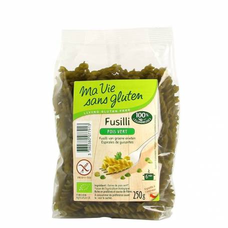 Fusilli bio mazare verde, fara gluten, 250g, eco-bio - Ma vie sans Gluten