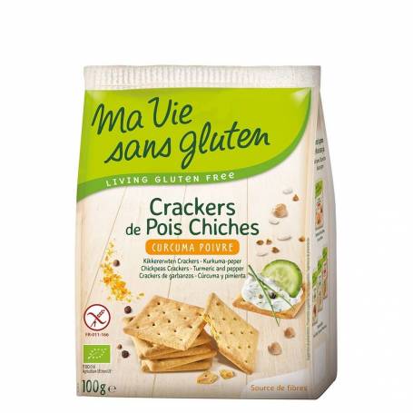 Crackers cu naut, curcuma si piper, fara gluten, 100g, eco-bio - Ma vie sans Gluten