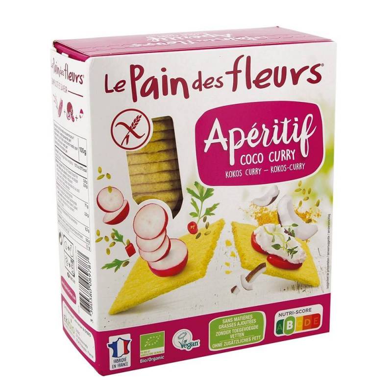 Turte crocante aperitiv cu cocos si curry eco-bio 150g Le pain des