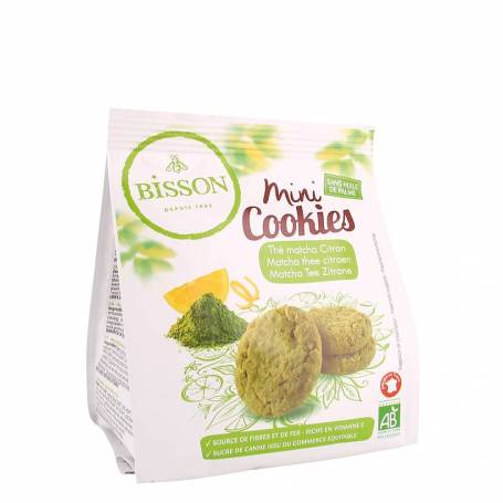 Mini Cookies, cu ceai matcha si lamaie, eco-bio, 120g - Bisson