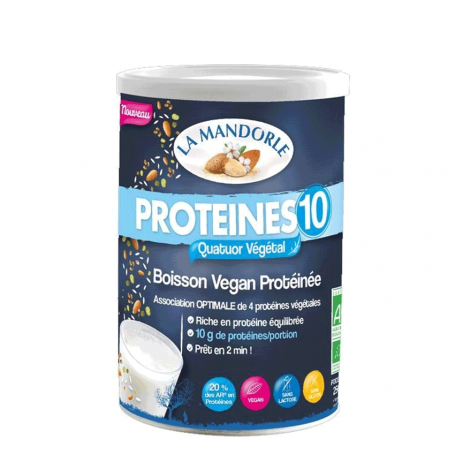 Bautura vegana instant Protein 10, eco-bio, 250g - La Mandorle