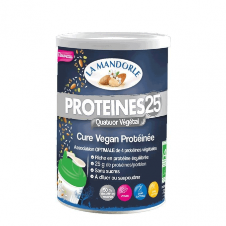 Protein 25, Cura vegana instant, eco-bio, 230g - La Mandorle