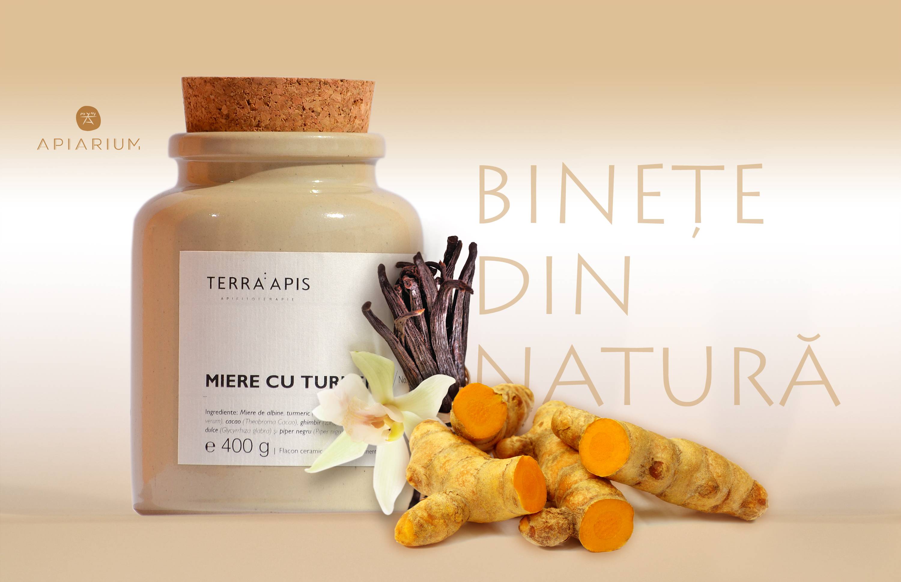 Miere cu turmeric no 2 - 400g - terra apis