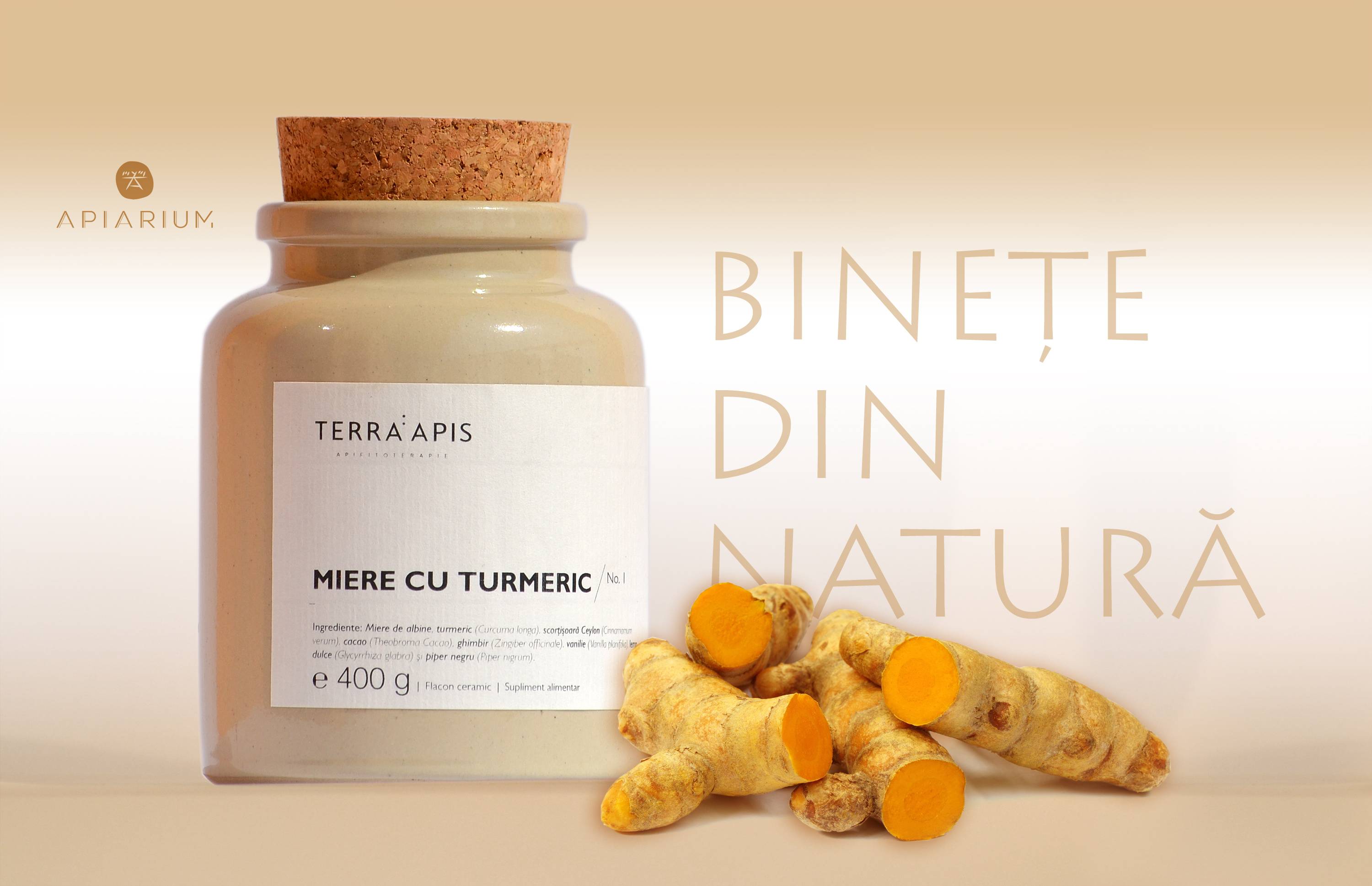 Miere cu turmeric no 1 - 400g - terra apis