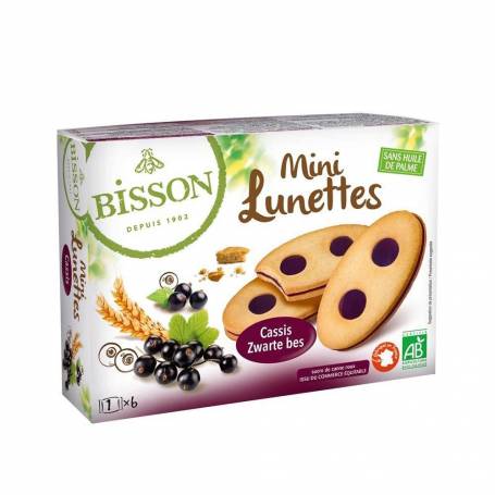 Biscuiti Mini Ochelari, cu coacaze negre, eco-bio, 175g - Bisson