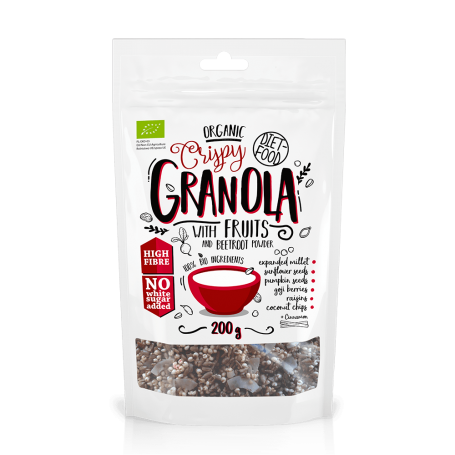 Granola bio cu fructe si sfecla rosie, eco-bio, 200g - Diet Food