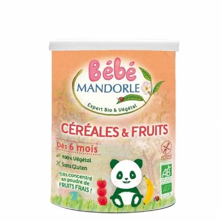 Cereale + fructe pentru bebelusi - de la 6 luni 400g eco-bio Bebe MANDORLE