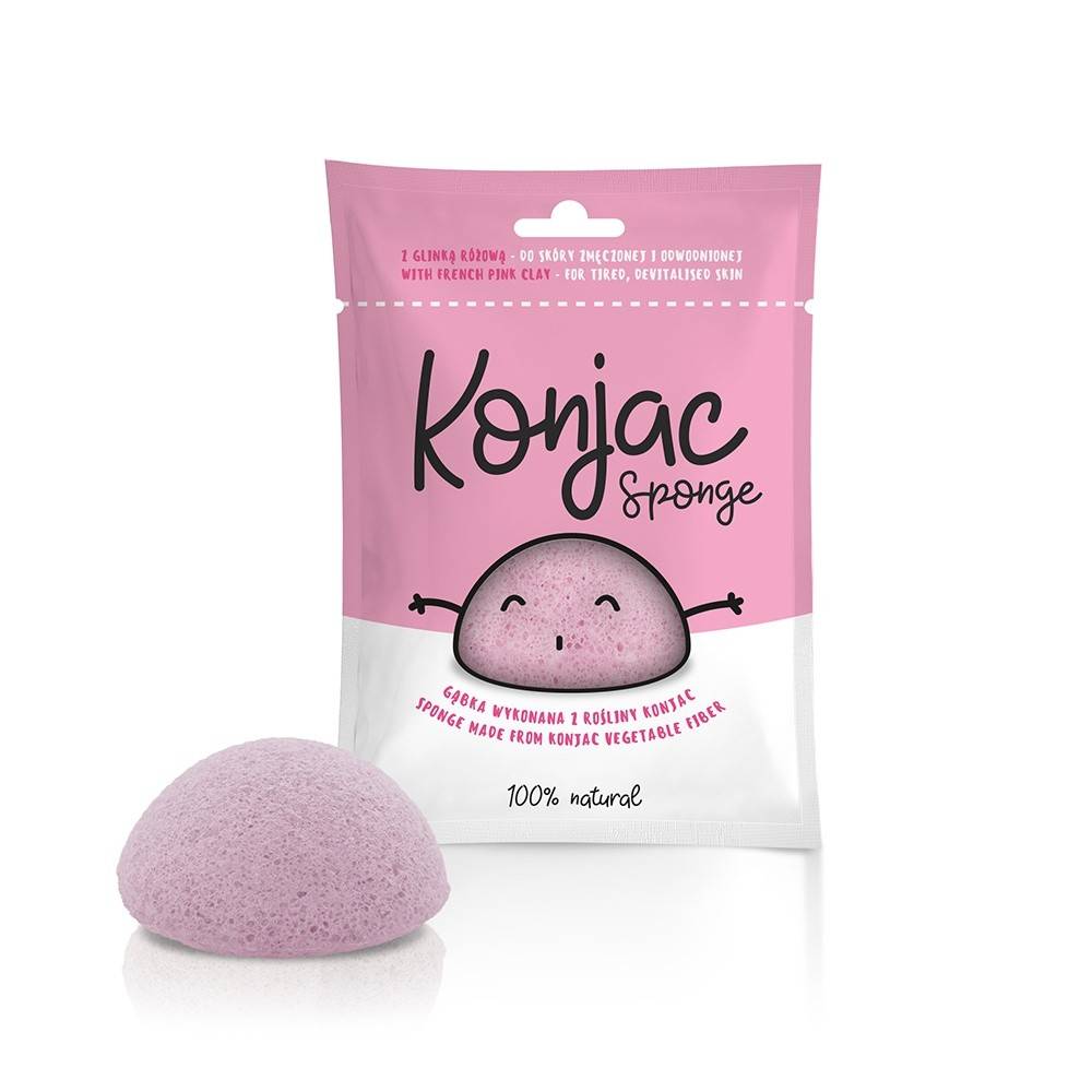 Burete Konjac Cu Argila Roz Pentru Ten Obosit, Devitalizat - Konjac Sponge