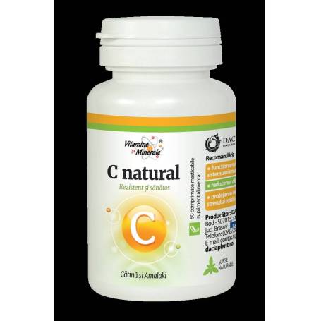 Vitamina C naturala cu catina si amalaki, 60cp masticabile, Dacia Plant