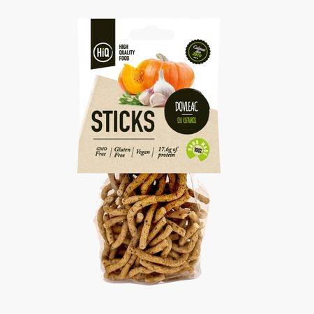 Sticks vegan proteic dovleac si usturoi 70g, hiq chips