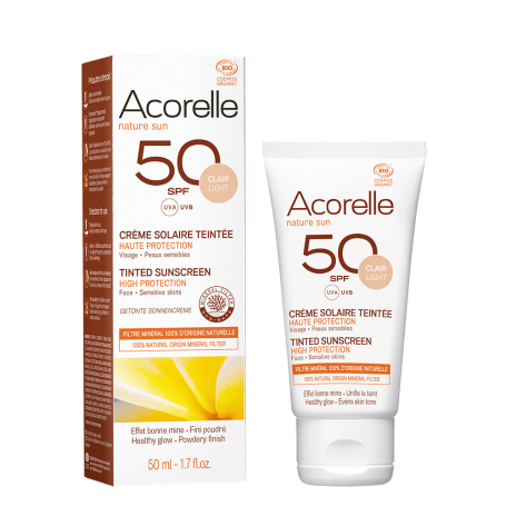 Crema solara SPF 50, colorata - nuanta deschisa 50ml, Acorelle