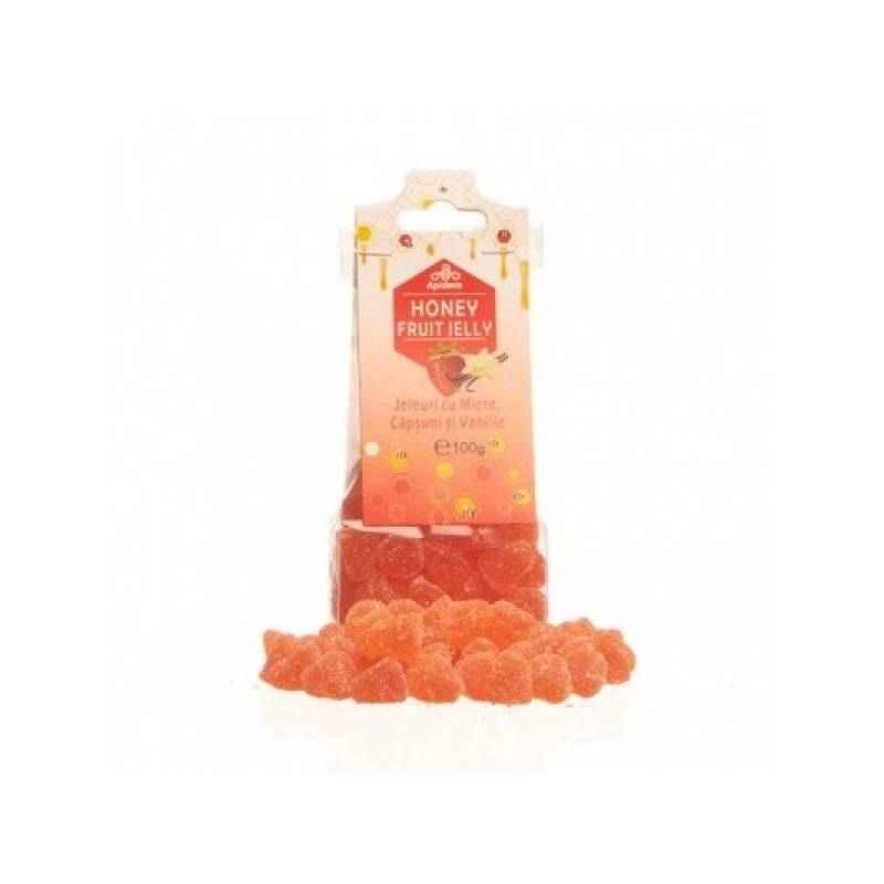 Jeleuri cu miere, capsuni si vanilie 100g, Apidava