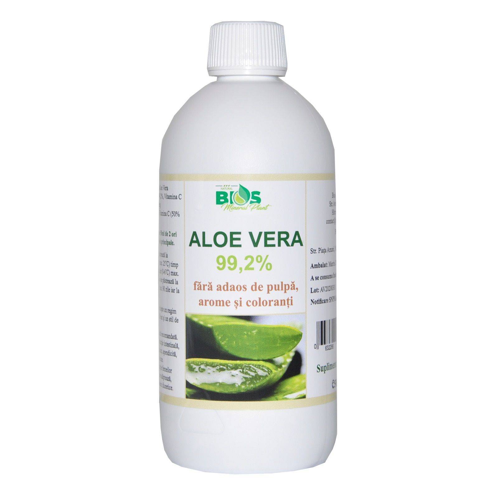 Gel aloe vera 99,2%, 500ml, bios mineral plant