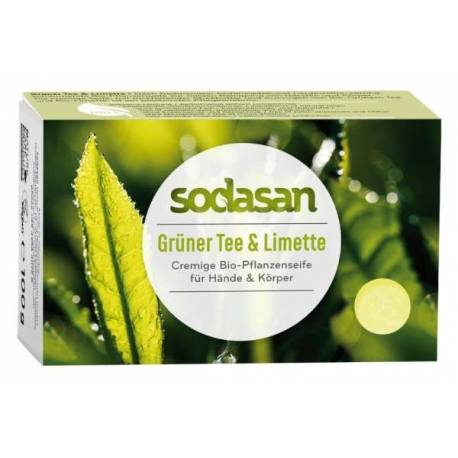 Sapun Crema Bio Ceai Verde Si Lime, 100g - Sodasan