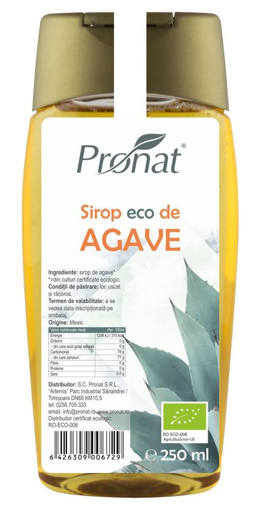 Sirop eco-bio de agave, 250 ml, pronat