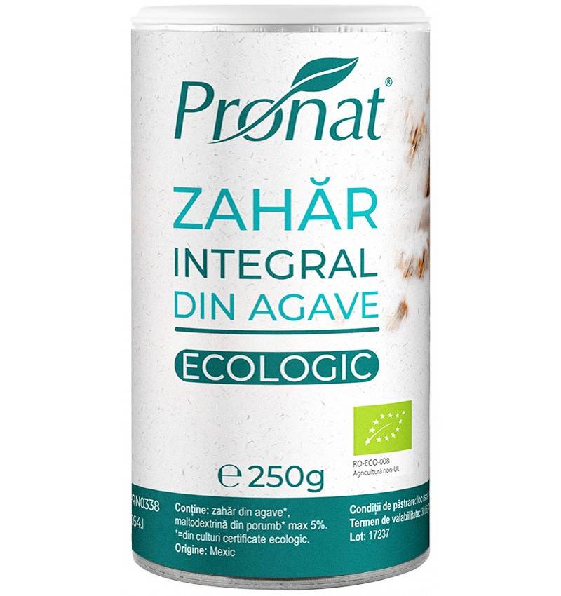 Zahar integral eco-bio din agave, 250 g, pronat