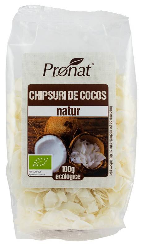 Chipsuri din nuca de cocos, natur, eco-bio,100 g pronat