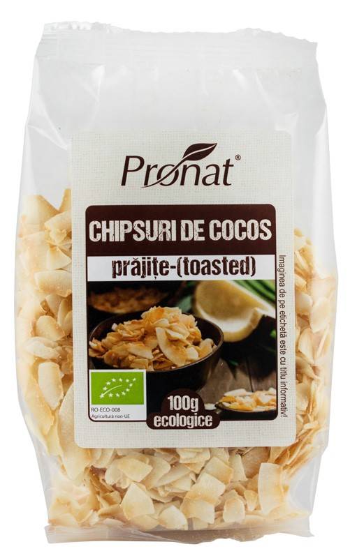 Chipsuri din nuca de cocos, prajite (toasted), eco-bio100 g, pronat