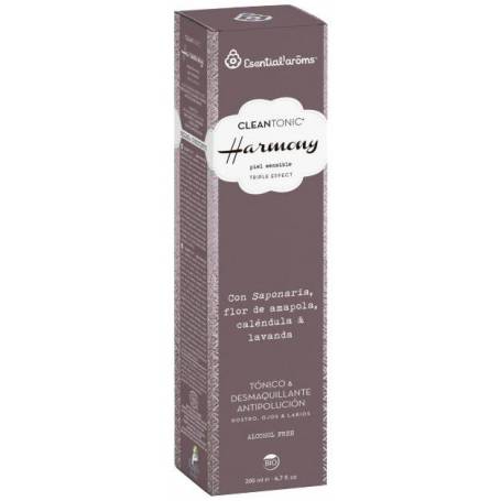 Toner si demachiant pentru fata, ochi si buze, CleanTonic Harmony, eco-bio, 200ml - Esential'aroms