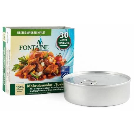 Salata de macrou Toscana cu legume si ulei de floarea soarelui presat la rece, eco-bio, 200g - Fontaine