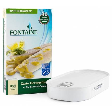 File de hering fraged in sos cu mustar si marar, eco-bio, 200g - Fontaine