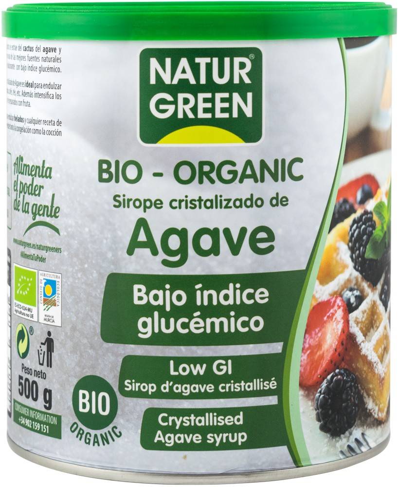 Zahar obtinut din cristalizarea siropului de agave, cu indice glicemic scazut, eco-bio 500g natur green