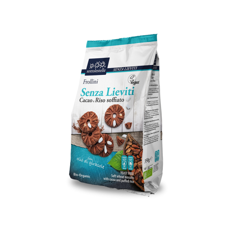 Biscuiti vegani cu cacao si orez, eco-bio, 350g, Sottolestelle