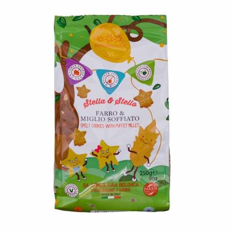 Biscuiti vegani copii cu spelta si mei, eco-bio, 250g, Sottolestelle