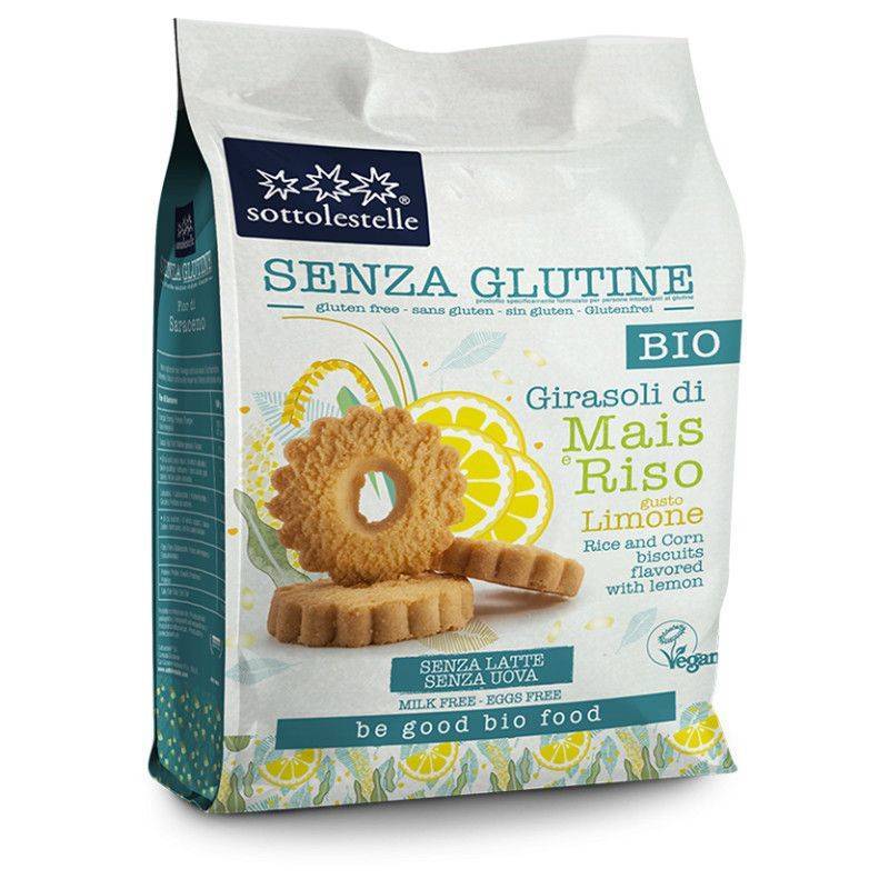 Biscuiti (vegani, fara gluten) cu lamaie, eco-bio, 250g, Sottolestelle