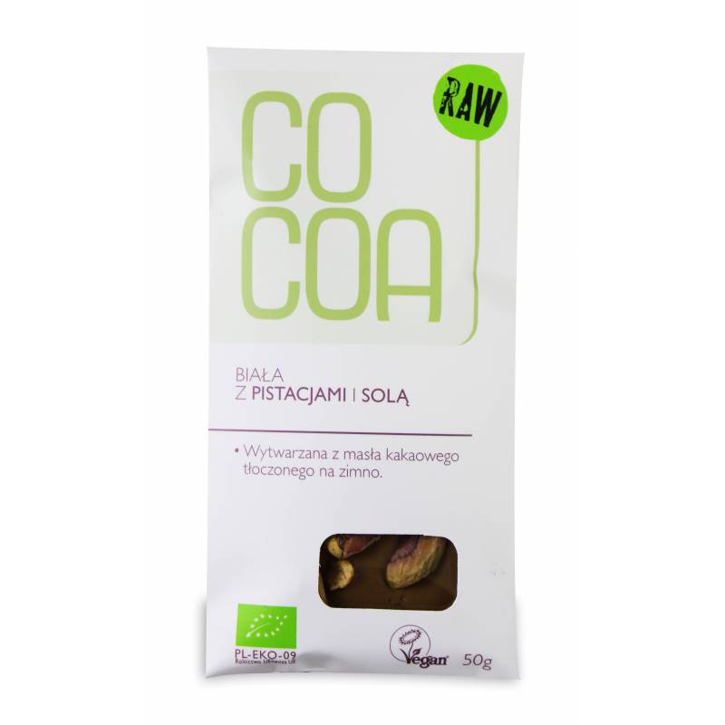 Ciocolata vegan bruta cu fistic si sare, eco-bio, 40g, Cocoa