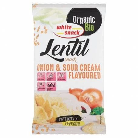 Snack din linte cu ceapa si smantana eco-bio, 45g, White Snack