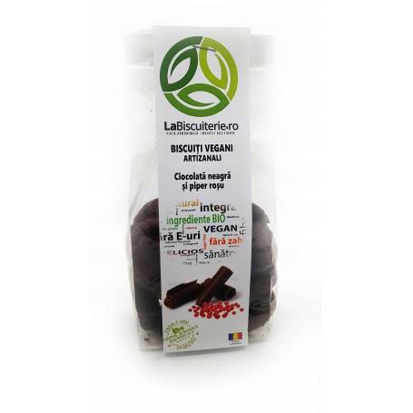 Biscuiti vegani artizanali cu ciocolata neagra si piper rosu eco-bio– 140 G - LaBiscuterie