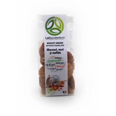 Biscuiti vegani artizanali cu morcovi, nuci si stafide eco-bio– 140g - LaBiscuiterie