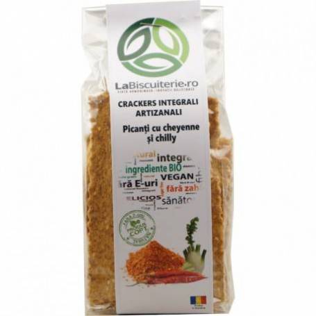 Crackers integrali artizanali picanti cu cheyenne si chilly eco-bio– 125g - LaBiscuiterie